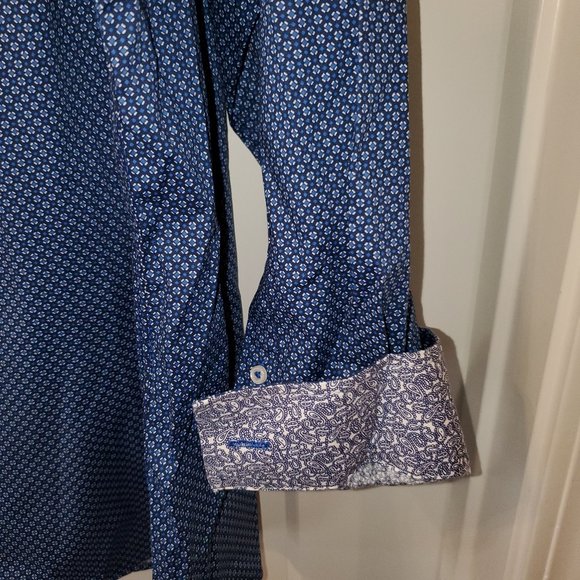 Nick Graham Everywhere Men's Shirt Stretch Modern Fit Blue Paisley Size 2XL - Picture 5 of 5